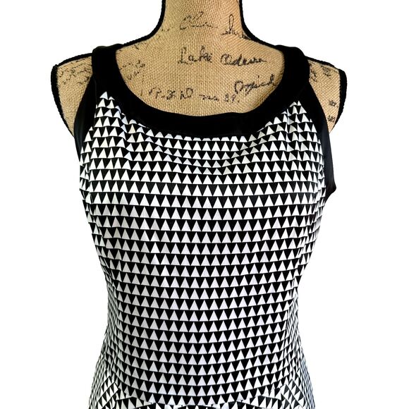WHO*S WHO Black/White Houndstooth Fit & Flare Party/Cocktail Midi Dress Sz 10/46 - Picture 4 of 16